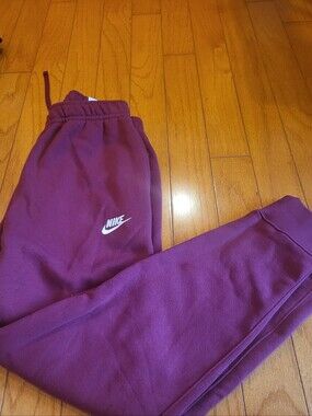 Nike Mens Plum Fleece Joggers with White Logo